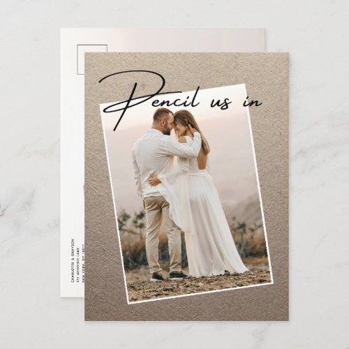 Pencil Us In Save The Date Photo Wedding Announcem Announcement Postcard