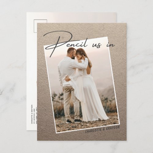 Pencil Us In Save The Date Photo Wedding  Announcement Postcard