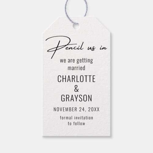 Pencil Us In Save The Date Photo Wedding Gift Tags