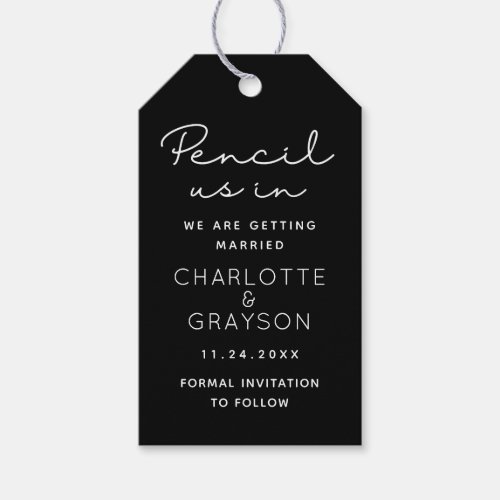 Pencil Us In Save The Date Photo Wedding Gift Tags