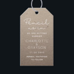 Pencil Us In Save The Date Photo Wedding Gift Tags<br><div class="desc">Pencil Us In Save The Date Photo Wedding Gift Tags features the text "Pencil Us In" in modern white calligraphy script with your custom Save The Date information below on a kraft paper background. On the reverse add your favorite photo and wedding website. Personalize by editing the text in the...</div>