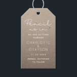 Pencil Us In Save The Date Photo Wedding Gift Tags<br><div class="desc">Pencil Us In Save The Date Photo Wedding Gift Tags features the text "Pencil Us In" in modern white calligraphy script with your custom Save The Date information below on a kraft paper background. On the reverse add your favorite photo and wedding website. Personalize by editing the text in the...</div>