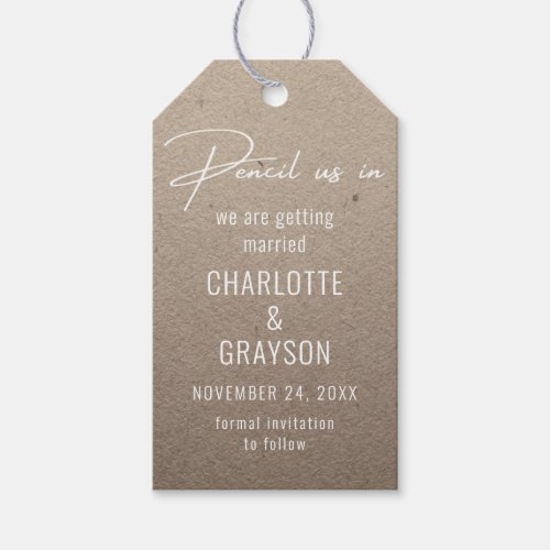 Pencil Us In Save The Date Photo Wedding Gift Tags