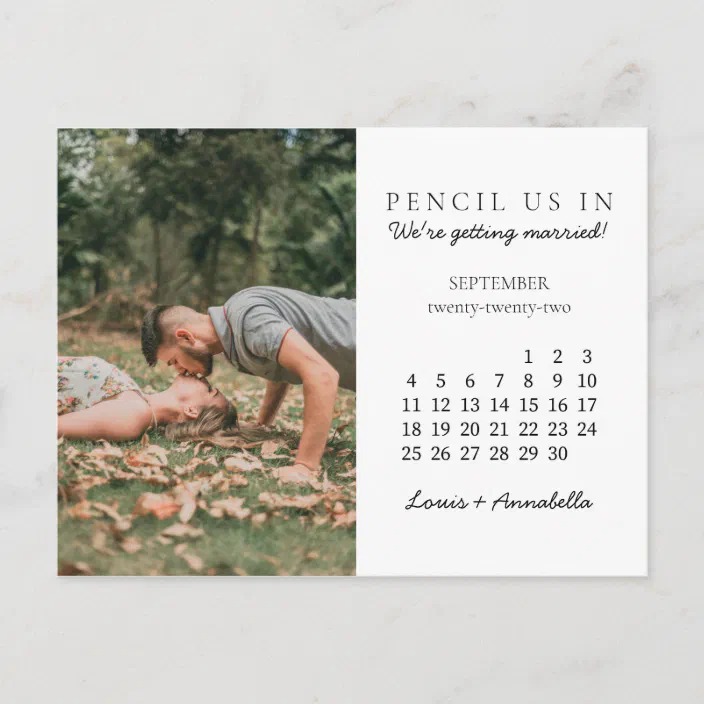 Pencil Us In Save The Date September 2022 Calendar Postcard | Zazzle.com