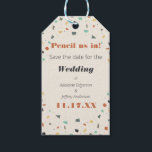 Pencil Us In Save the Date Terrazzo Tile Gift Tags<br><div class="desc">Pair these custom gift tags to create a cute save the date package for your wedding. All the text on these gift tags is ready to be customized with your own message so you can use the "Pencil us in" theme or get creative with your own message. These tags feature...</div>