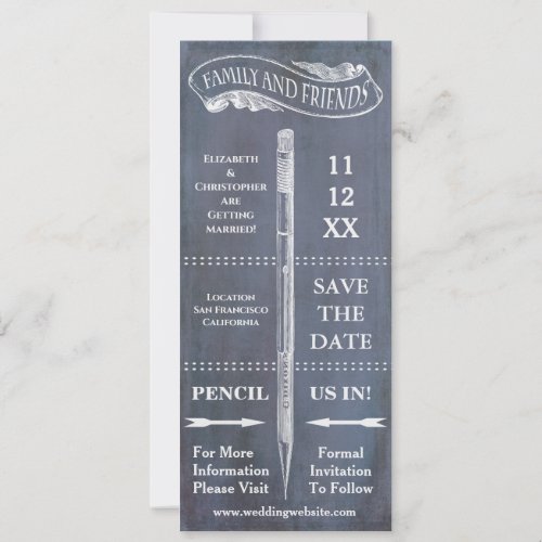 Pencil Us Typography Vintage Wedding Save The Date