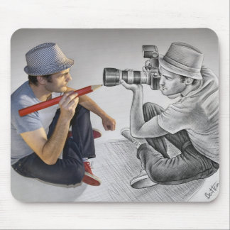 Pencil Vs Camera - 3D Art - Photographer Mouse Pad