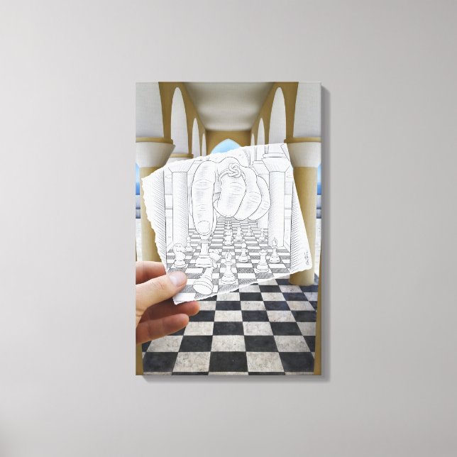 Pencil Vs Camera - Checkmate Canvas Print (Front)