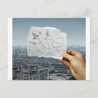 Pencil Vs Camera - Dino Postcard