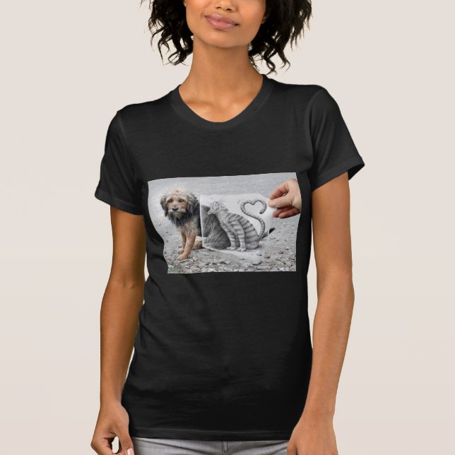 Pencil Vs Camera - Dog and Cat T-Shirt (Front)