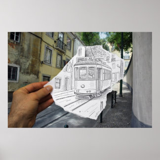 Pencil Vs Camera - Lisbon Tram Poster