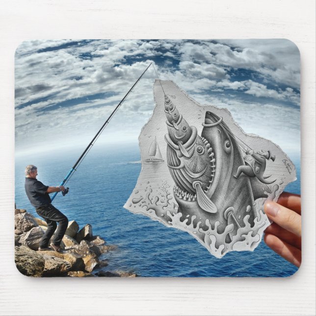 Pencil Vs Camera - Shark Mouse Pad (Front)