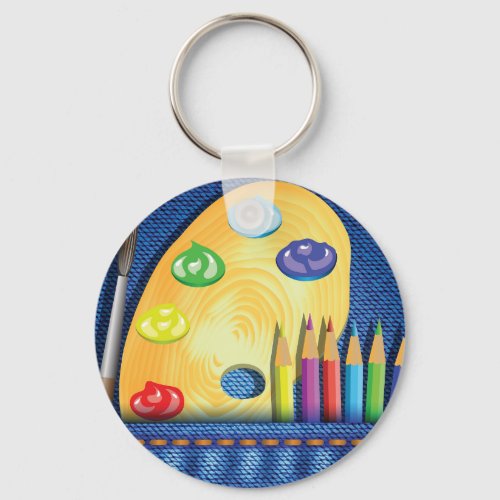 Pencils And Paintbrush Artist Keychain