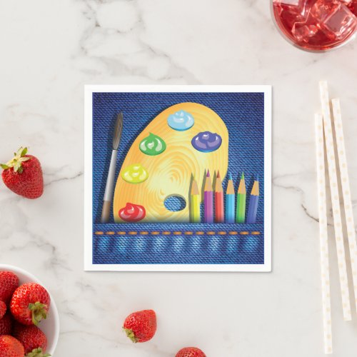 Pencils And Paintbrush Artist Paper Napkins