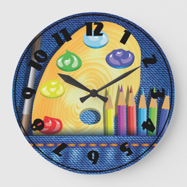 Pencils And Paintbrush Clock (Front)