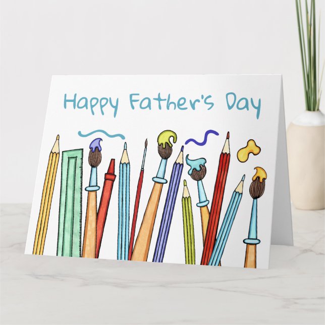 Pencils and Paintbrushes Father's Day Card (Front)