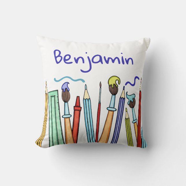 Pencils and Paintbrushes  Throw Pillow (Front)