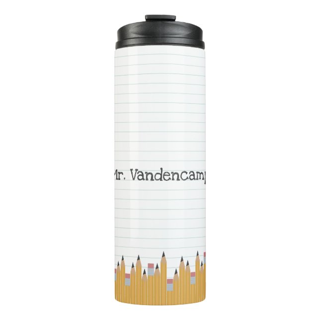Pencils and Paper Personalized Thermal Tumbler (Front)