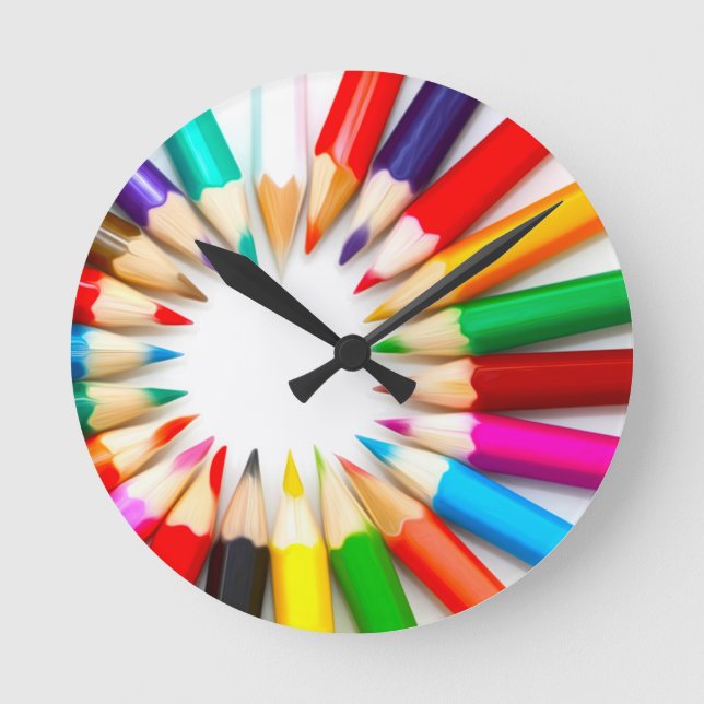 Pencils Color Round Clock (Front)