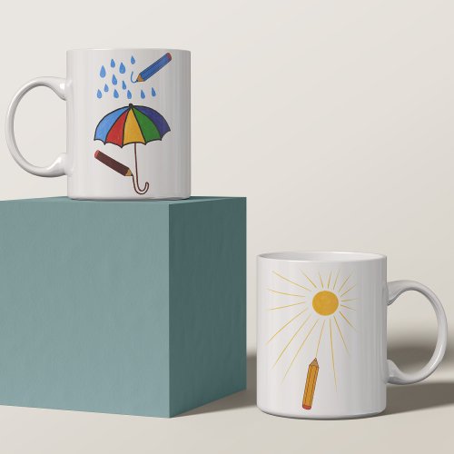 pencils draw sun and rain coffee mug