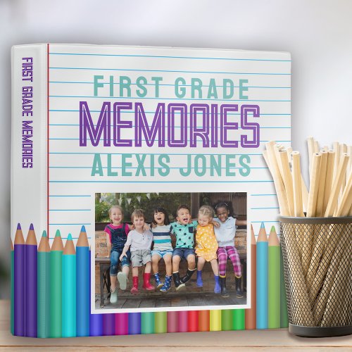 Pencils First Grade Memories Scrapbook Photo 3 Ring Binder