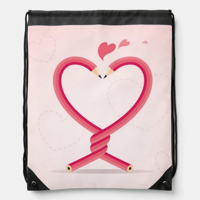 Pencils in Love Drawstring Bag (Front)