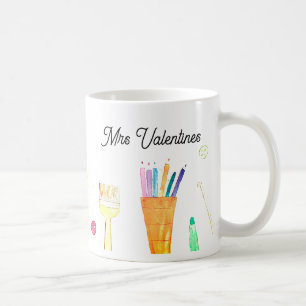 Pencils Watercolor Teacher School Cute Modern Coffee Mug