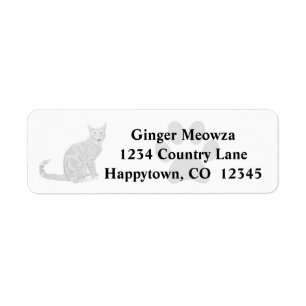 PencilTabby Cat Return Address Label