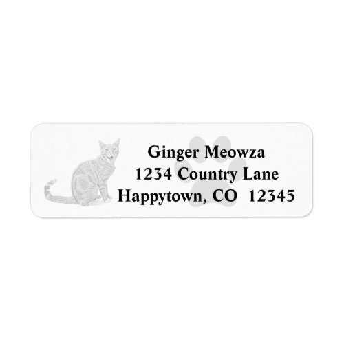 PencilTabby Cat Return Address Label