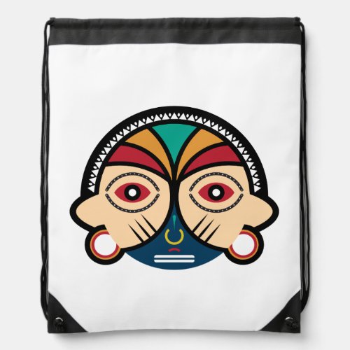 Pende Tribal Mask Drawstring Bag