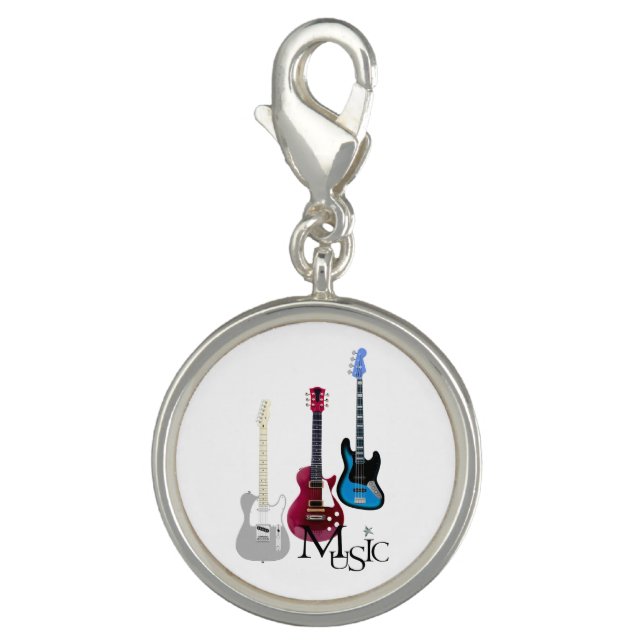 Pendentive round “Guitars and Music " Charm (Front)