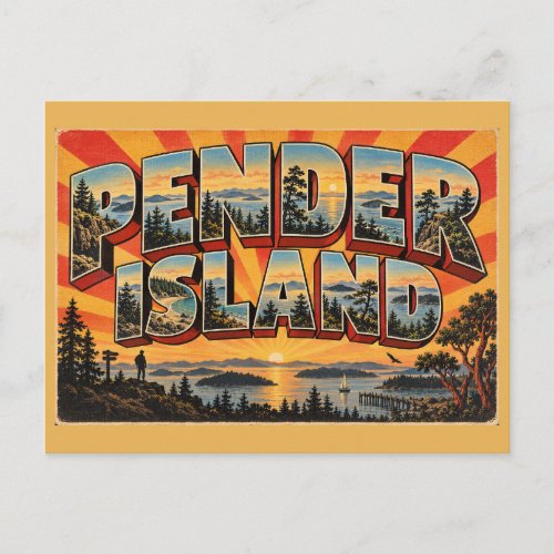 Pender Island BC Summit Shoreline Forest Art Postcard