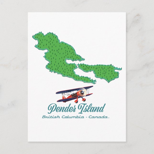 Pender Island British Columbia Travel map Postcard (Front)