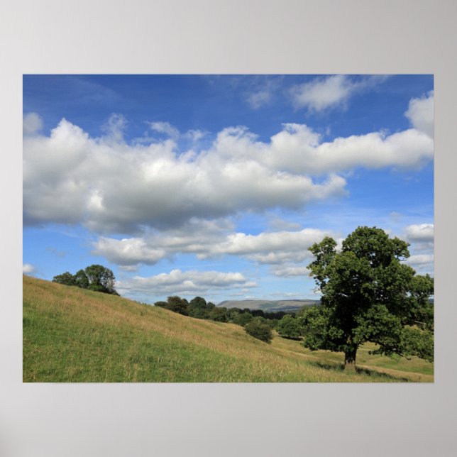 Pendle Hill Summer Evening Card Poster (Front)