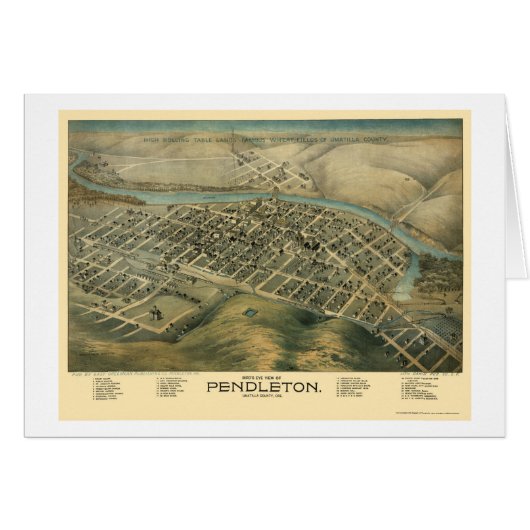 Pendleton, OR Panoramic Map - 1890's Cards (Front Horizontal)