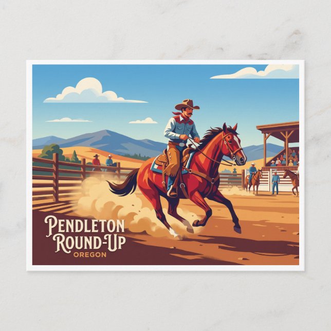 Pendleton Round-Up Oregon Postcard (Front)