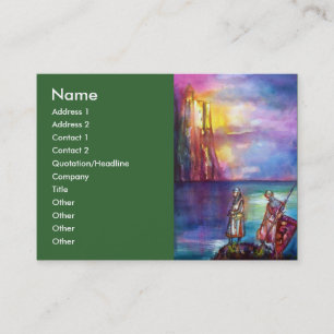 PENDRAGON Medieval Knights,Lake Sunset,Fantasy Business Card