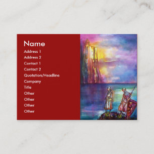 PENDRAGON Medieval Knights,Lake Sunset,Fantasy Business Card