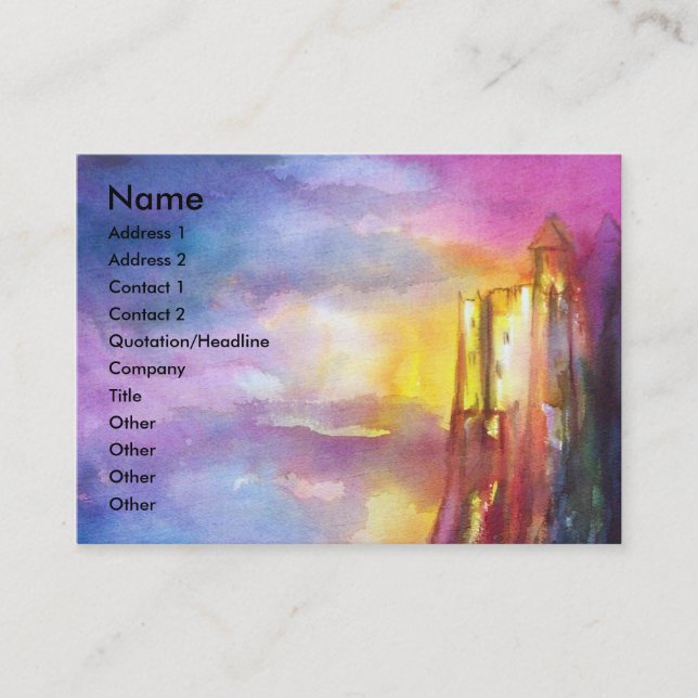 PENDRAGON Medieval Knights,Lake Sunset,Fantasy Business Card (Front)