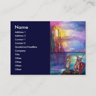 PENDRAGON Medieval Knights,Lake Sunset,Fantasy Business Card