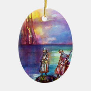 PENDRAGON Medieval Knights,Lake Sunset,Fantasy Ceramic Ornament