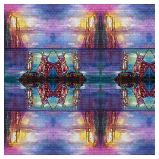 PENDRAGON Medieval Knights,Lake Sunset,Fantasy Fabric (Swatch)