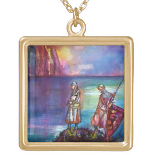 PENDRAGON Medieval Knights,Lake Sunset,Fantasy Gold Plated Necklace