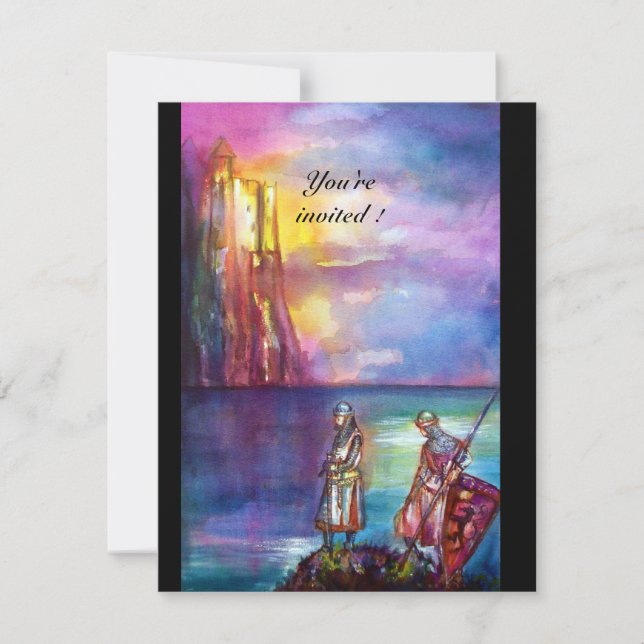 PENDRAGON Medieval Knights,Lake Sunset,Fantasy Invitation (Front)