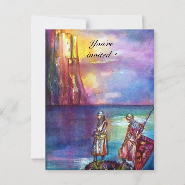 PENDRAGON Medieval Knights,Lake Sunset,Fantasy Invitation (Front)