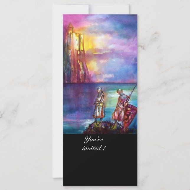 PENDRAGON Medieval Knights,Lake Sunset,Fantasy Invitation (Front)
