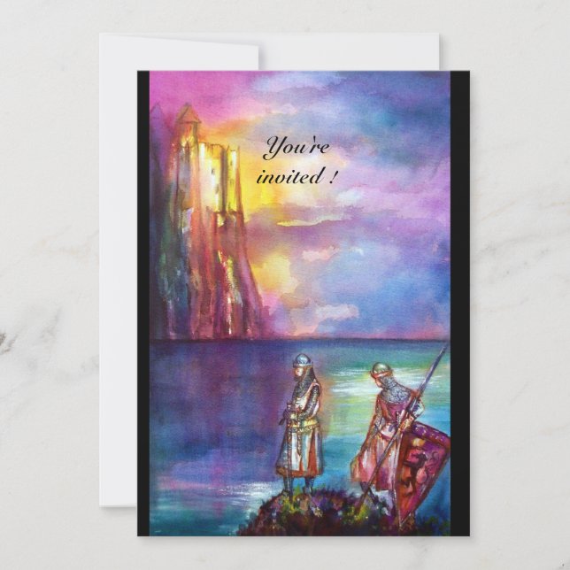PENDRAGON Medieval Knights,Lake Sunset,Fantasy Invitation (Front)