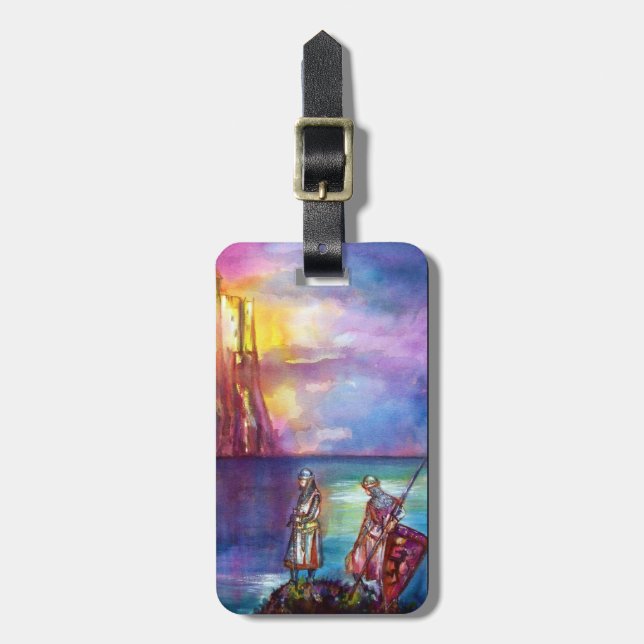 PENDRAGON Medieval Knights,Lake Sunset,Fantasy Luggage Tag (Front Vertical)