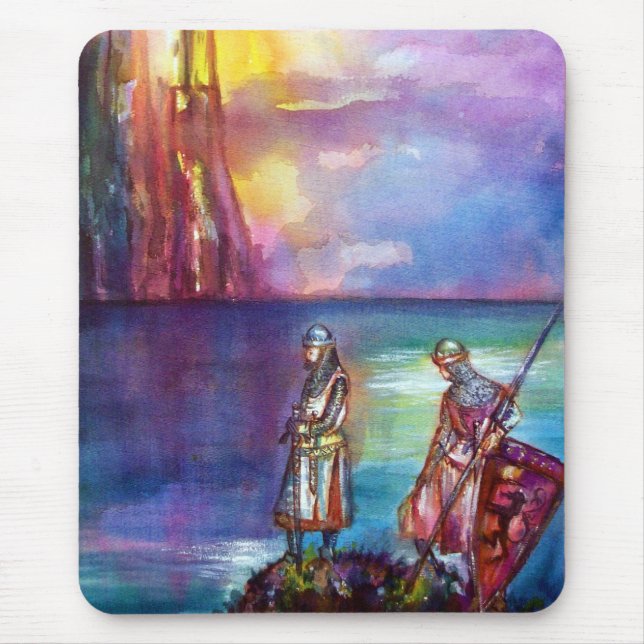 PENDRAGON Medieval Knights,Lake Sunset,Fantasy Mouse Pad (Front)