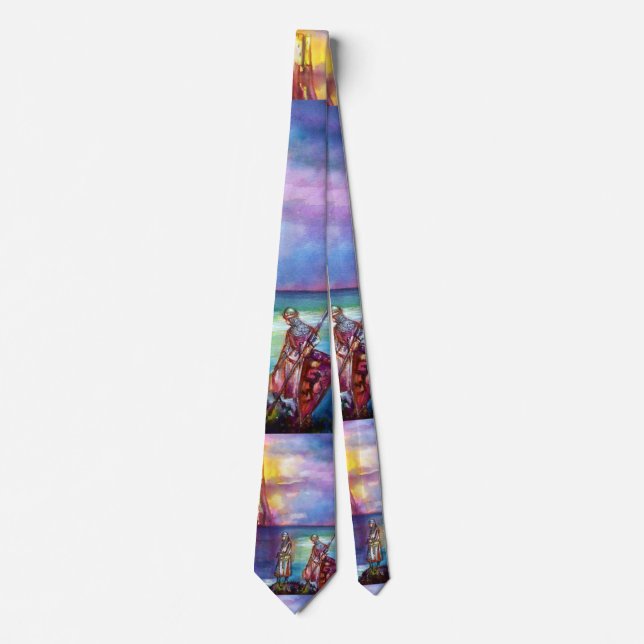 PENDRAGON Medieval Knights,Lake Sunset,Fantasy Neck Tie (Front)